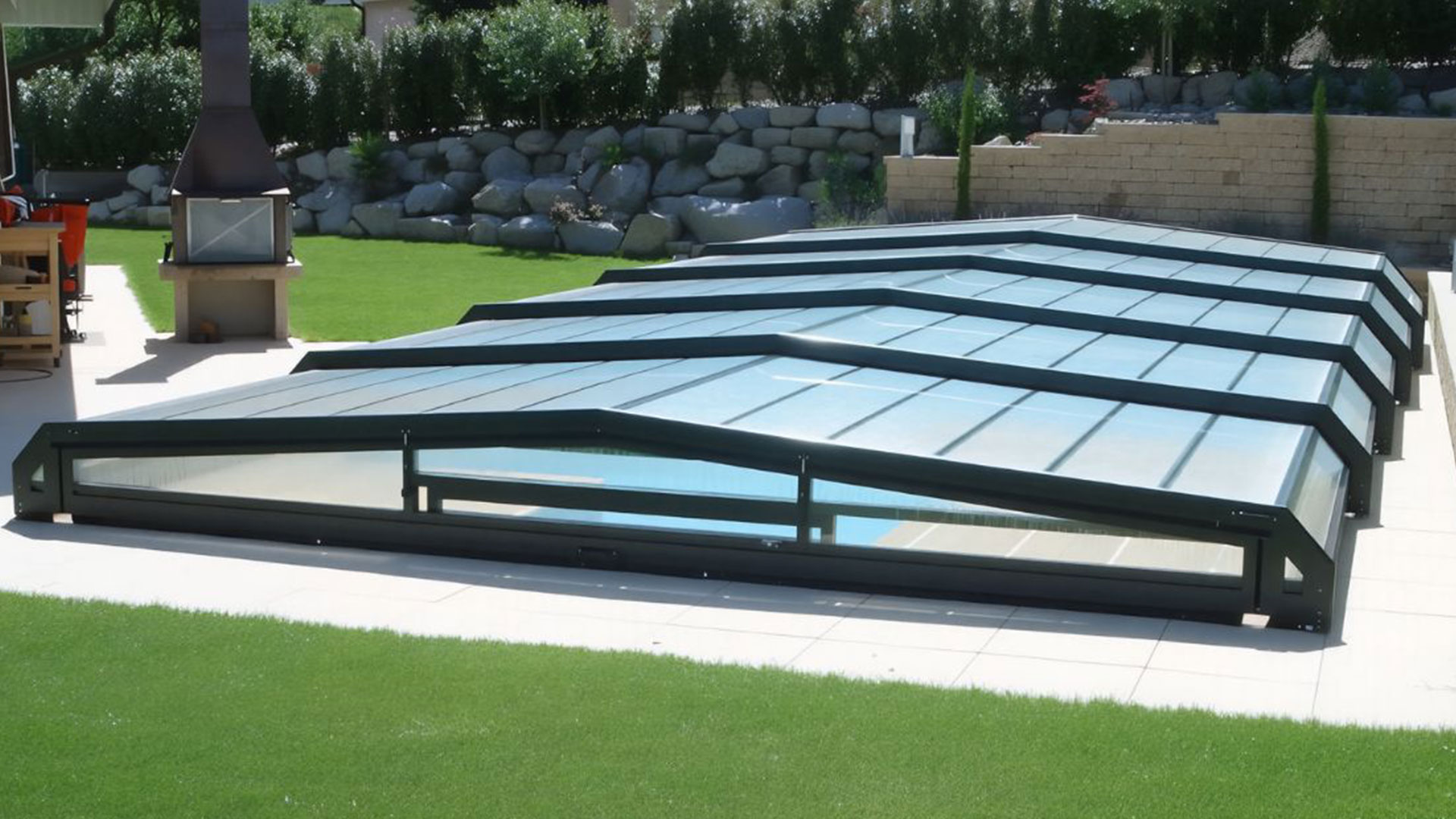 Abri de piscine bas Classic Europa aluminium blanc Suisse romande