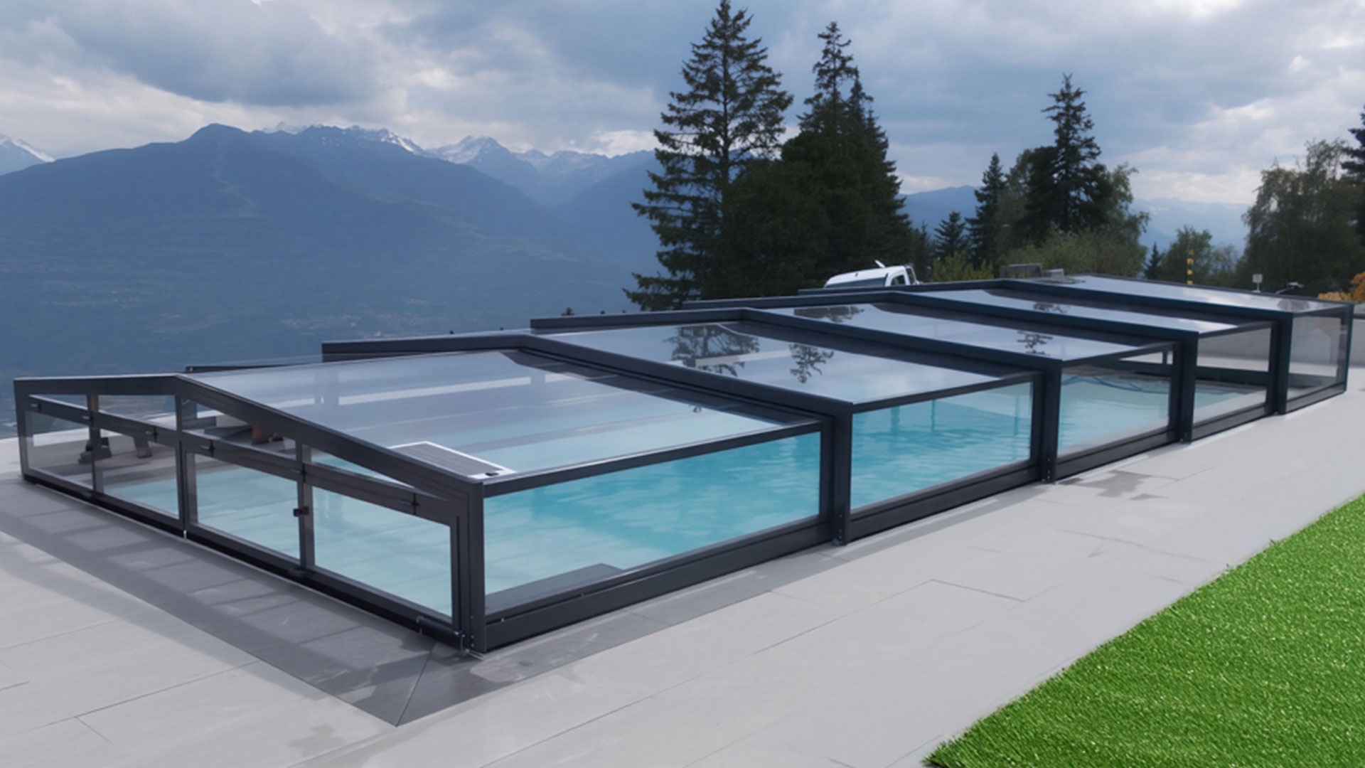 Abri de piscine bas Modern Europa design contemporain Genève