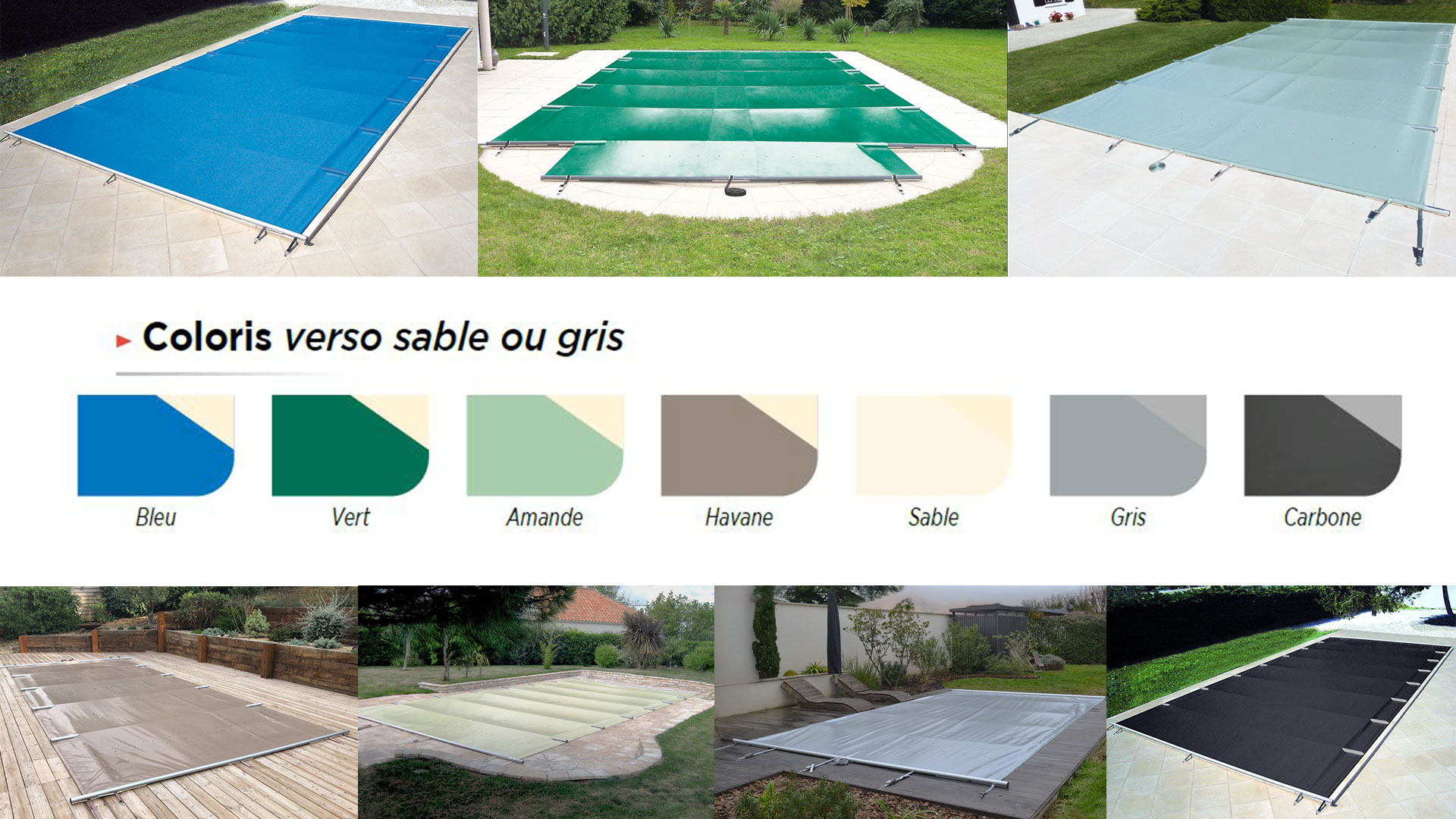 Bâche à barres piscine 7 coloris