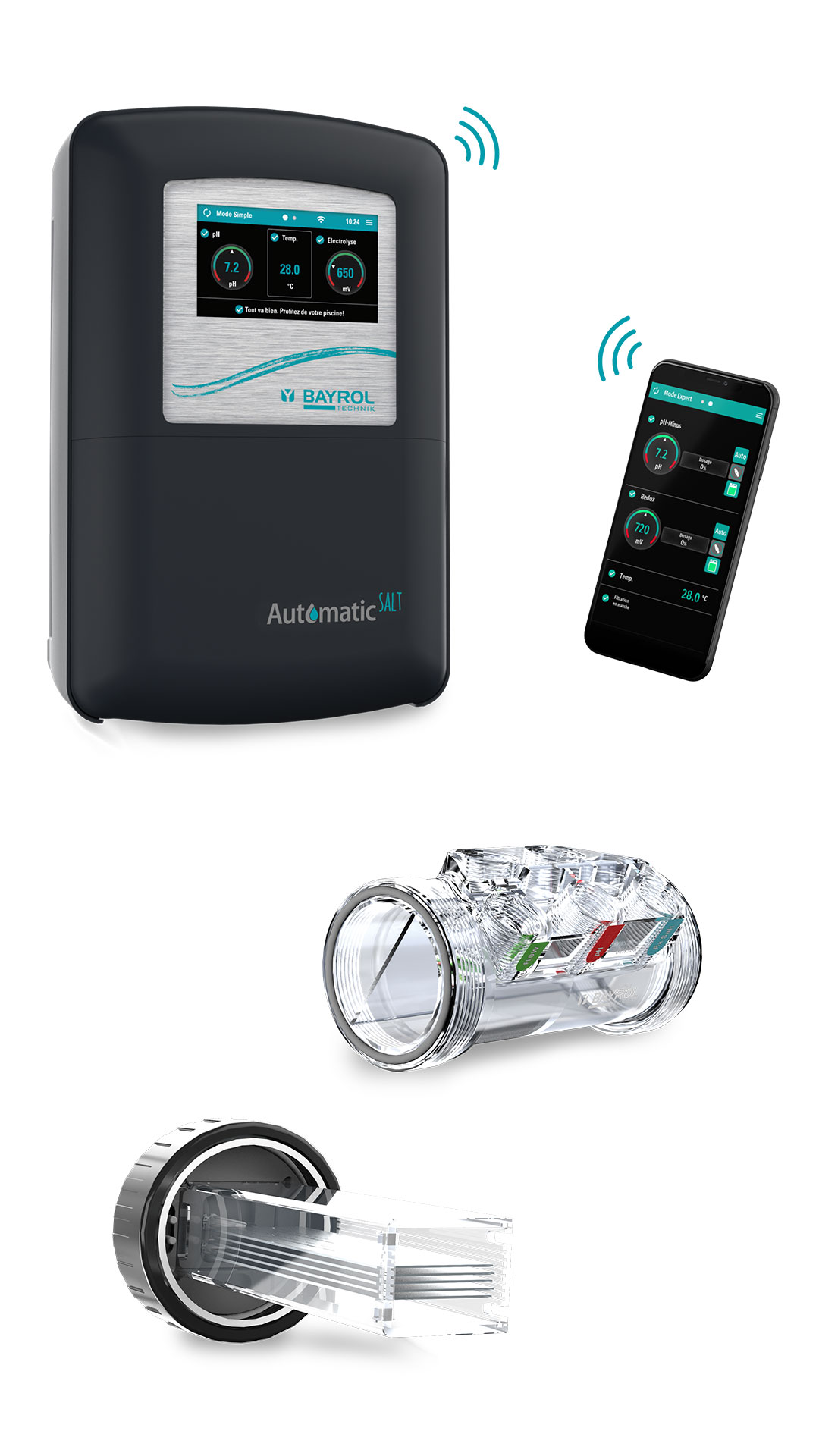 Électrolyseur sel piscine Bayrol Automatic Salt AS5 cellule titane par Astro Piscines