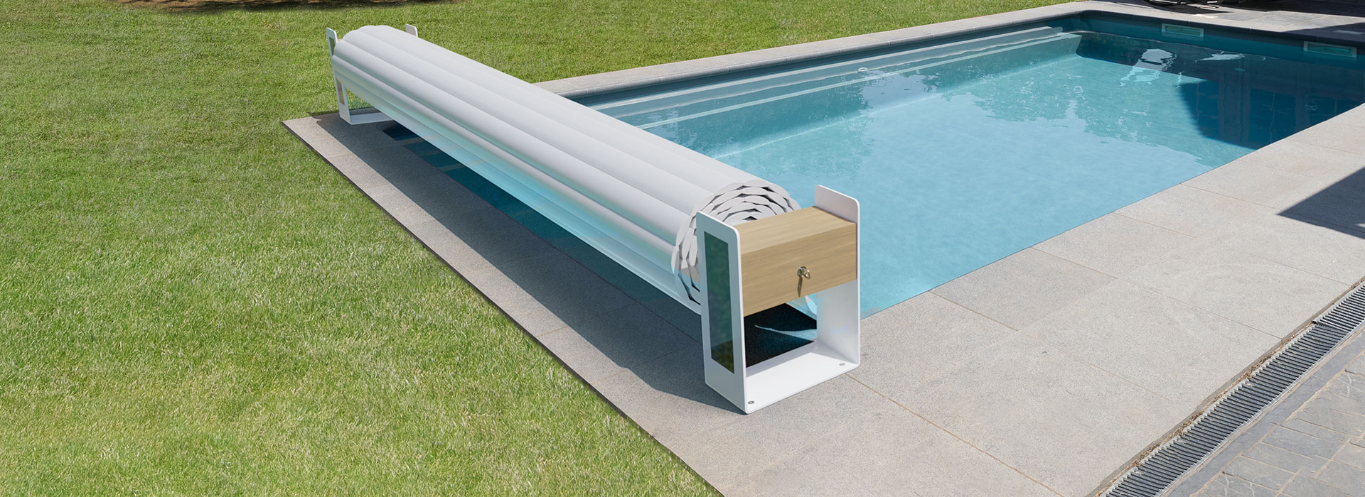 Volet hors sol piscine AquaTop installation sans travaux Genève Vaud