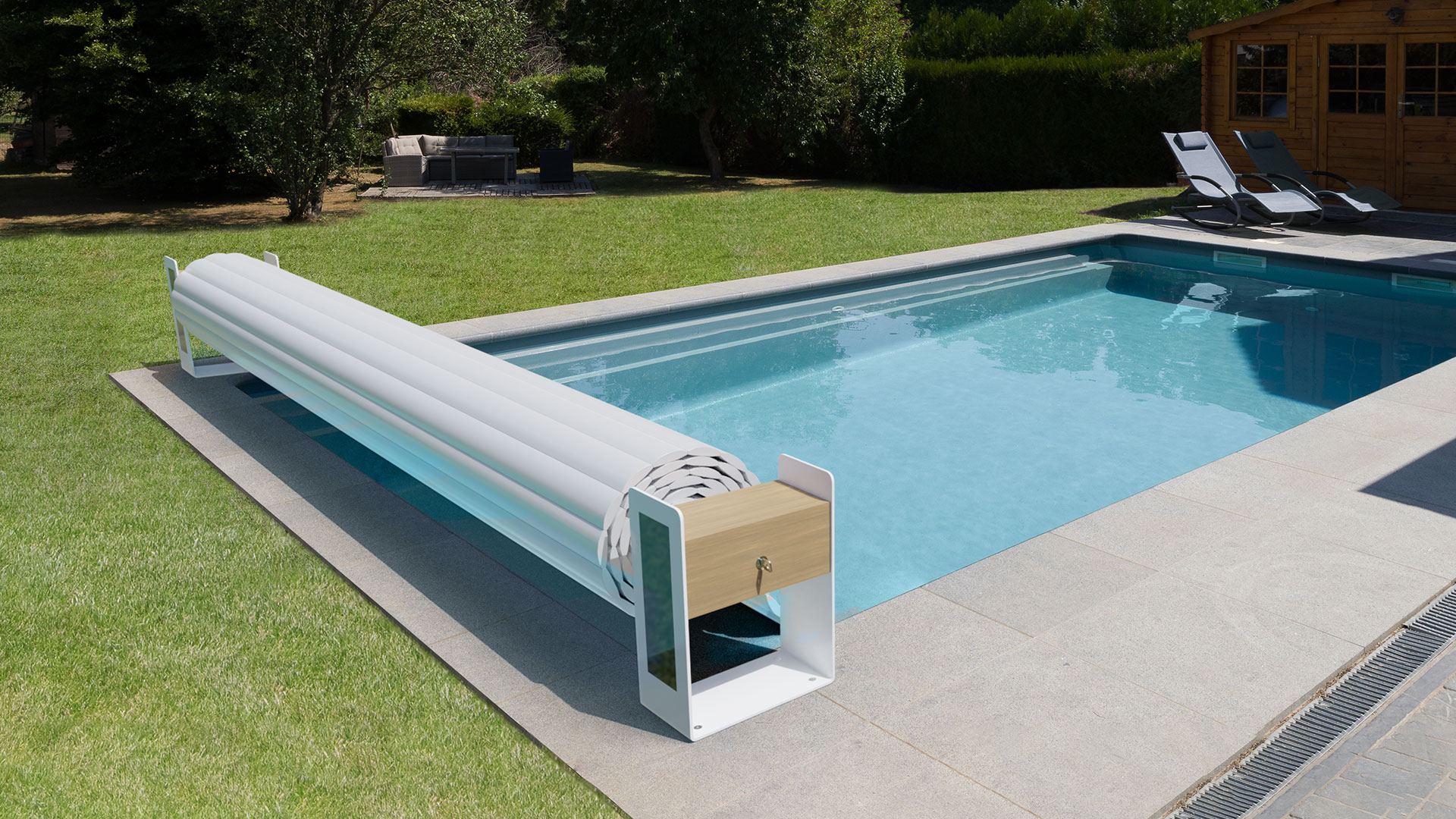 Volet piscine hors sol Top One AquaTop compact entrée gamme